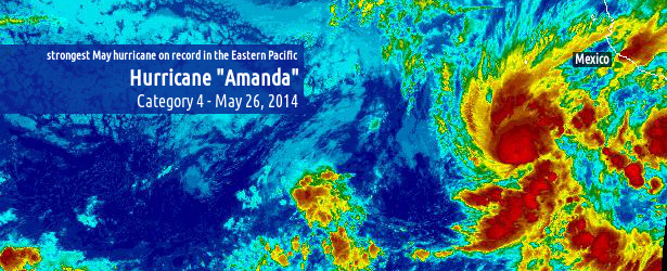 Hurricane “Amanda” becomes strongest Eastern Pacific May hurricane on record