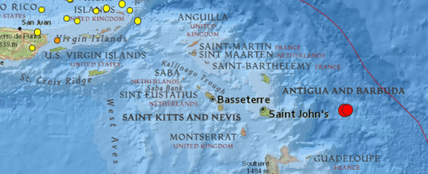 Strong M6.0 earthquake recorded off the coast of Antigua and Barbuda