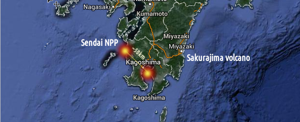 In Japan: volcano vs the nuclear power plant