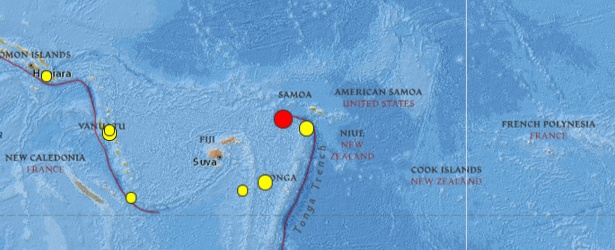 Strong and shallow earthquake M6.4 struck Samoa Islands region