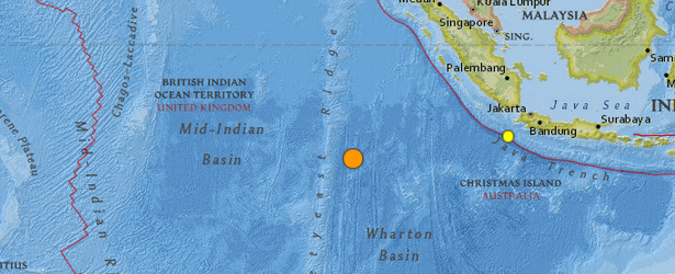 M 6.4 earthquake struck off the coast of Cocos Islands, South Indian Ocean