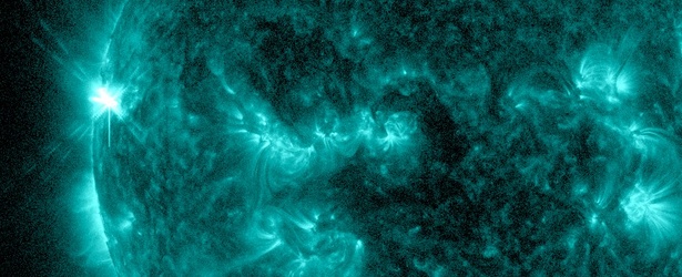 Moderate M1.2 solar flare erupts from eastern limb