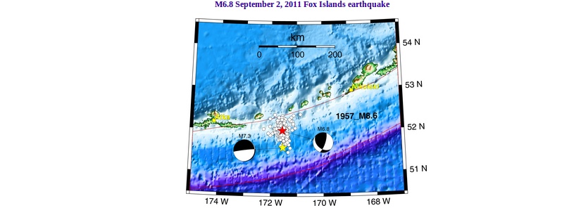 Massive 7.1 earthquake struck on the subduction slopes of the unpopulated Alaskan Islands