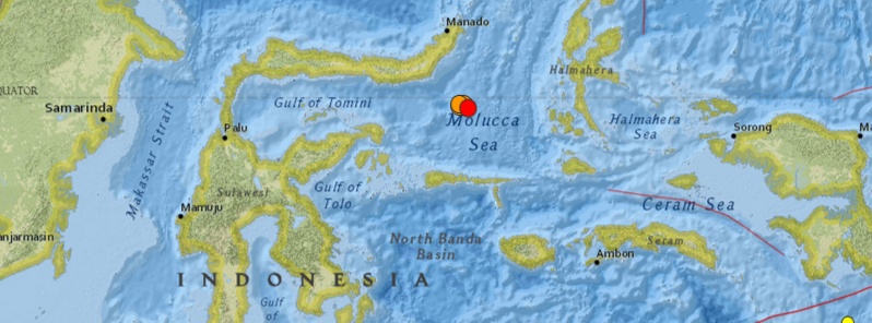 Strong earthquake M6.2 registered off the coast of Modayag, Indonesia