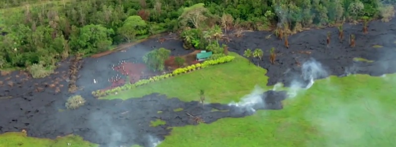 Lava flow from Kilauea approaching residential properties, Hawaii