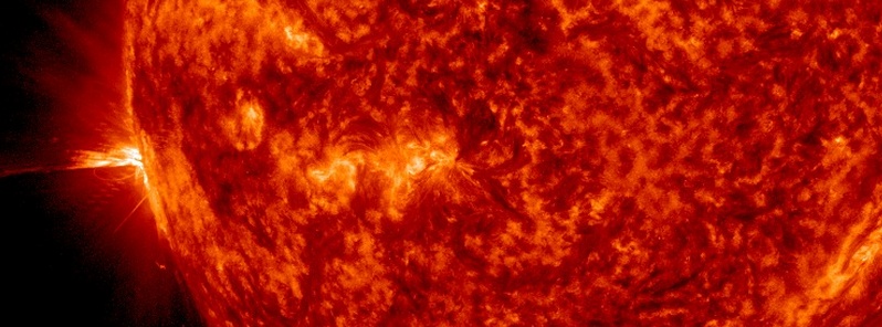 Moderately strong M4.3 solar flare erupts from southeast limb