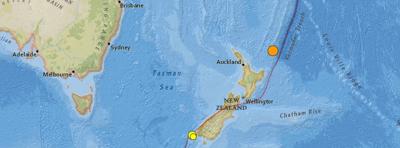 Very strong M6.5 quake hit south of Kermadec Islands, M6.2 off the South Island – New Zealand