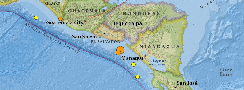 Massive earthquake M7.3 registered off the coast of Nicaragua