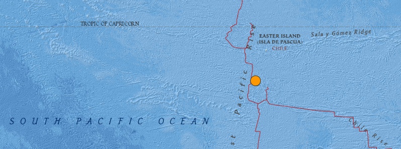 Strong M6.0 earthquake registered south of Easter Island, East Pacific Rise