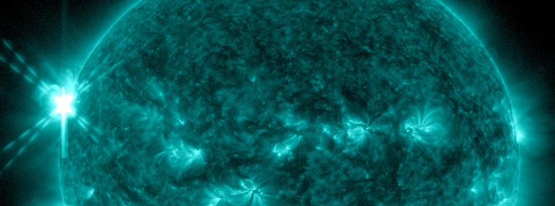 Moderately strong M6.5 solar flare erupted off the northeast limb