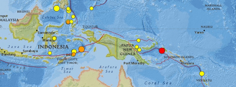 Very strong and shallow M6.8 earthquake off the coast of Bougainville Island, P.N.G.