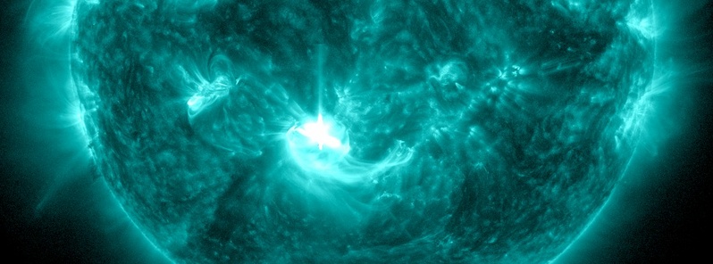 Strong, long duration solar flare measuring M8.7 erupted from geoeffective region