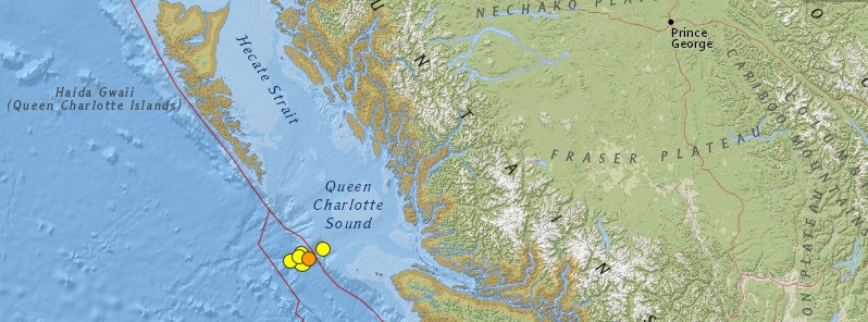 Earthquake swarm registered off the coast of B.C., Canada