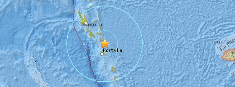 Very strong and deep M6.8 earthquake hits off Vanuatu