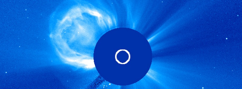 Long duration M2.4 solar flare erupts from Region 2282, full halo CME produced
