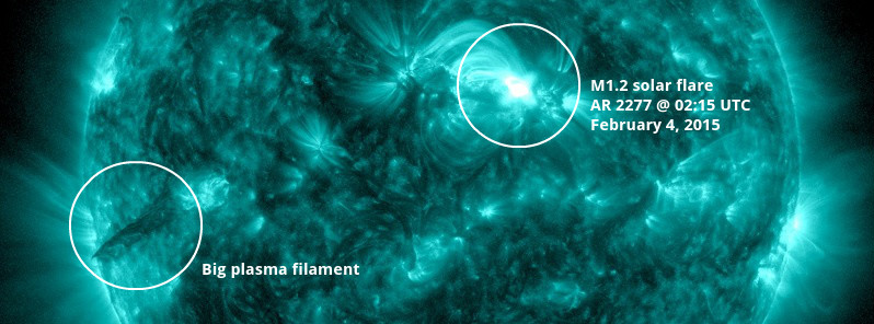 Impulsive M1.2 flare erupts, big plasma filament rotating in