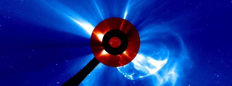 Large solar filament erupts, produces partial halo CME