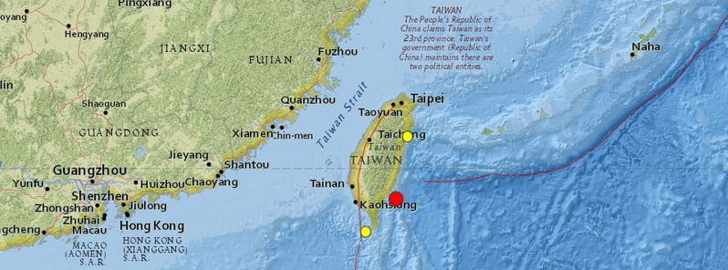 Strong and shallow M6.2 earthquake registered off the coast of Taiwan