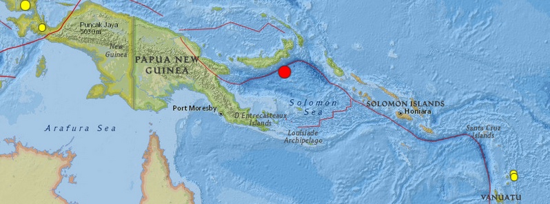 Strong and shallow M6.0 earthquake registered off the coast of New Britain, PNG
