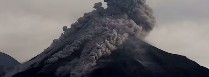 Strong eruption of Colima volcano accompanied by pyroclastic flows, Mexico