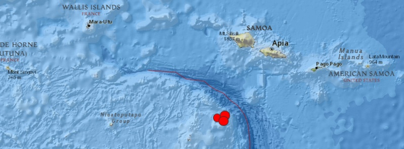 Two very strong and shallow earthquakes M6.4 and M6.5 hit Samoa Islands region