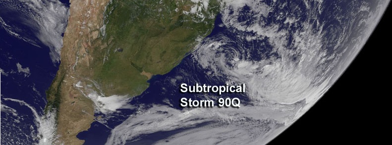 Rare subtropical storm formed off the southeast coast of Brazil, South Atlantic Ocean