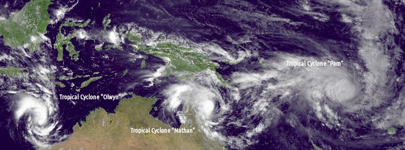 Tropical cyclones “Olwyn” and “Nathan” threatening Australia