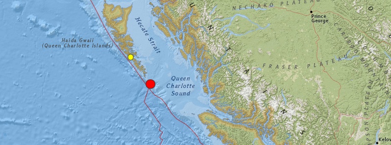 Strong and shallow M6.1 earthquake off the coast of Haida Gwaii, Canada