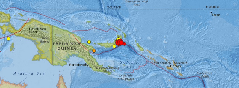 Very strong and shallow M7.4 earthquake hits Papua New Guinea
