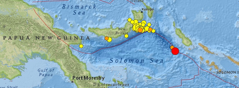 Very strong and shallow M7.1 earthquake hit off the coast of Papua New Guinea and Solomon Islands