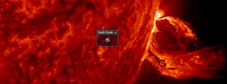 Long duration M1.2 solar flare off the southwest limb produces large CME, solar radiation storm