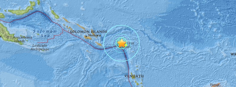 Very strong and shallow M7.3 earthquake registered near Santa Cruz Islands