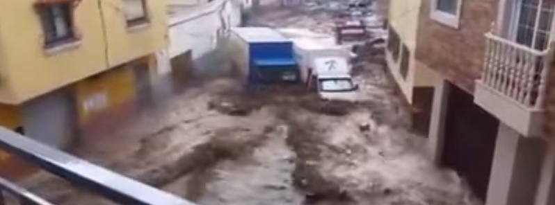 Extremely heavy rain turns roads of southern Spain into rivers