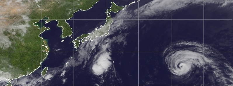 Typhoon “Kilo” and Tropical Storm “Etau” approaching Japan