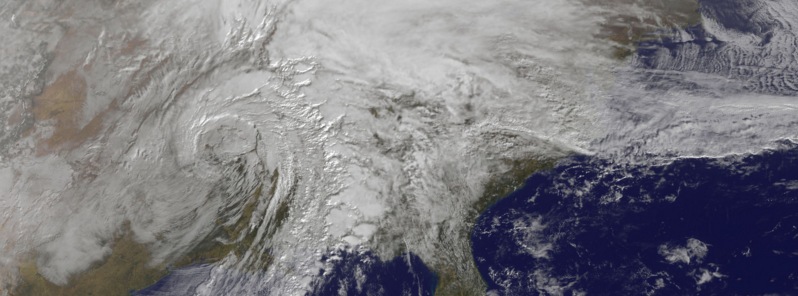 Satellite view of massive southwest US storm system