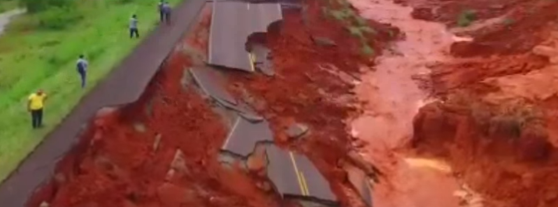 Massive earth crack swallows 6 km of road, Paraguay