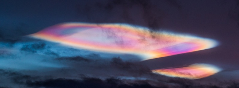 Nacreous clouds appear around the Arctic Circle