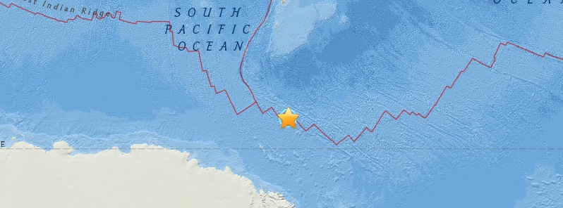 Very shallow M6.0 earthquake hits Balleny Islands region, Antarctica