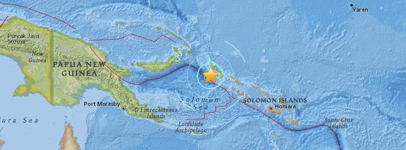 Very strong M6.8 earthquake hit near the coast of Bougainville Island, P.N.G.