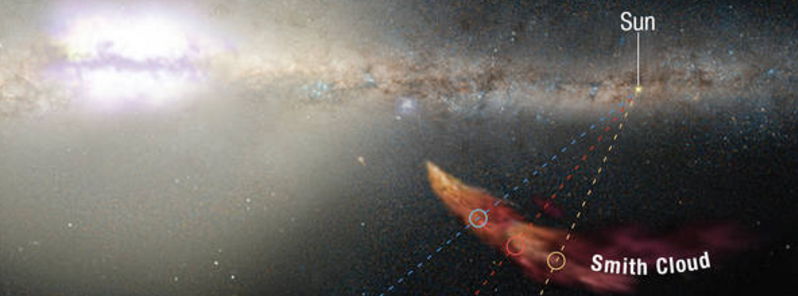 Giant hydrogen cloud boomeranging back to Milky Way