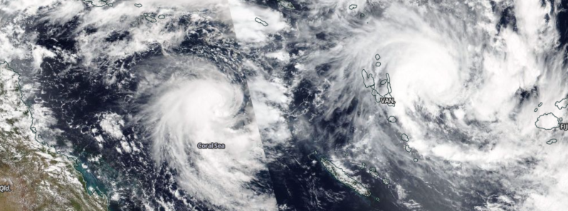 Tropical Cyclones “11P” and “12P” (Winston and Tatiana) lurking in the waters of southern Pacific