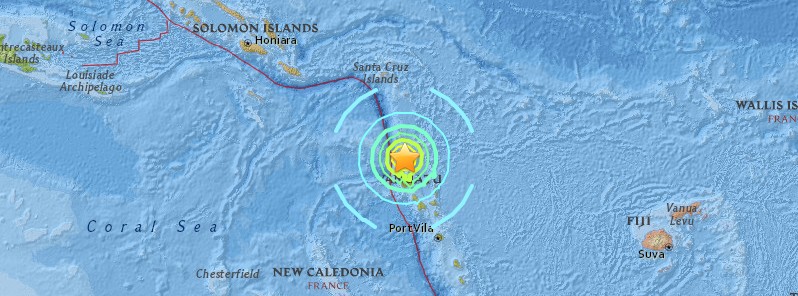 Very strong and shallow M6.9 earthquake hit near the coast of Vanuatu