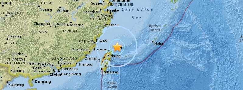 Strong M6.2 earthquake at intermediate depth hits near the coast of Taiwan