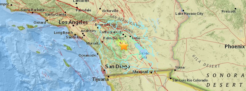 Very shallow M5.2 earthquake, numerous aftershocks registered near Borrego Springs, Southern California