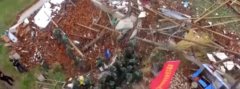 Drone footage captures extent of damage caused by Yancheng city tornado, China