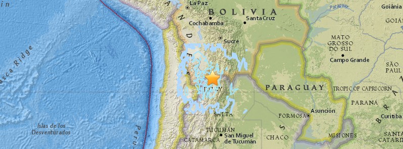Strong M6.1 earthquake at intermediate depth hits Jujuy, Argentina