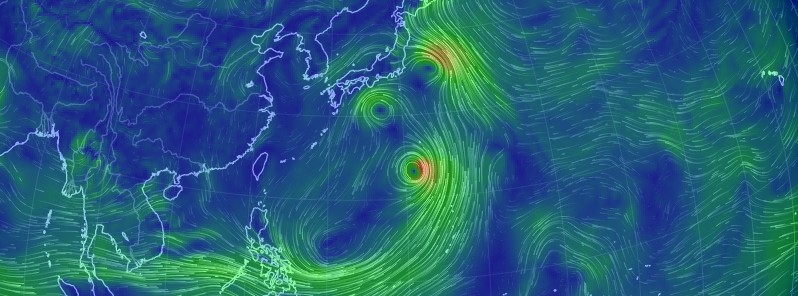 Massive monsoon gyre generates 3 tropical cyclones near Japan