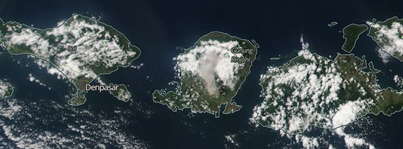 Powerful eruption of Rinjani sends ash 9.7 km a.s.l., Aviation Color Code on Red, Indonesia