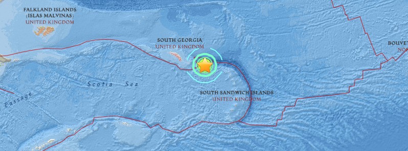 Very strong and shallow M7.4 earthquake hits South Georgia island region