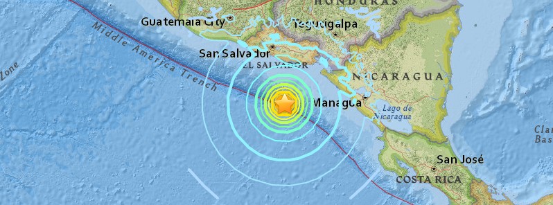 Very strong and shallow M7.0 earthquake hits off the coast of El Salvador